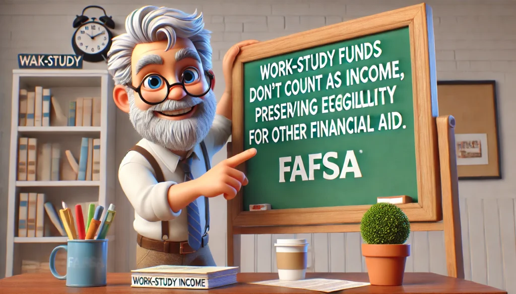 A 3D character of a man with a white beard, wearing glasses, pointing towards a board as he is teaching.