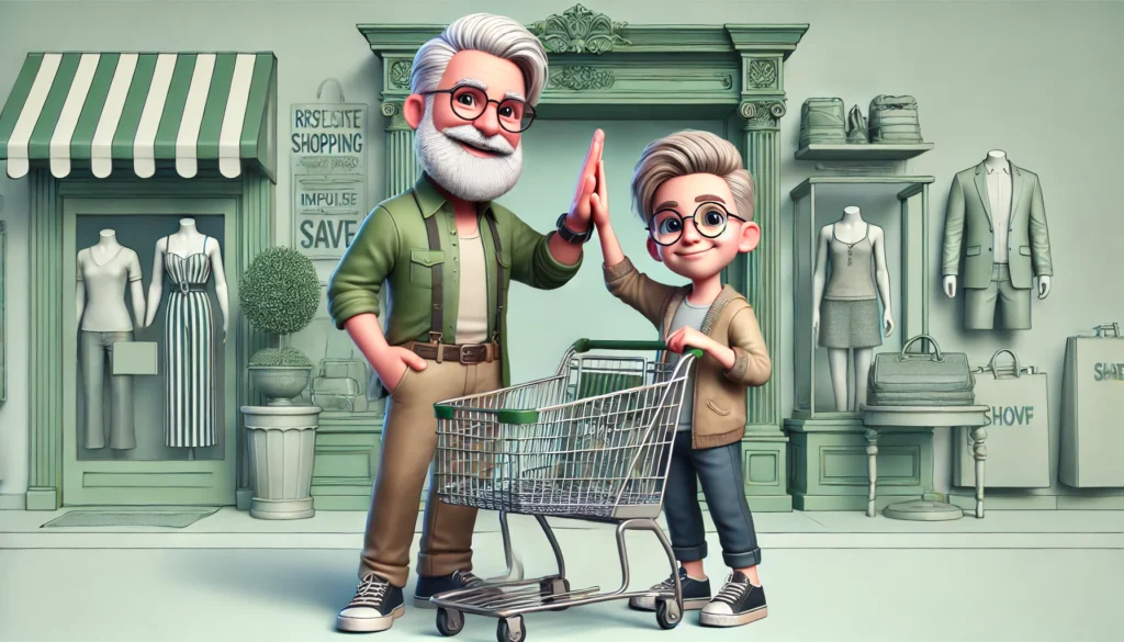 Father and son in 3D cartoon style